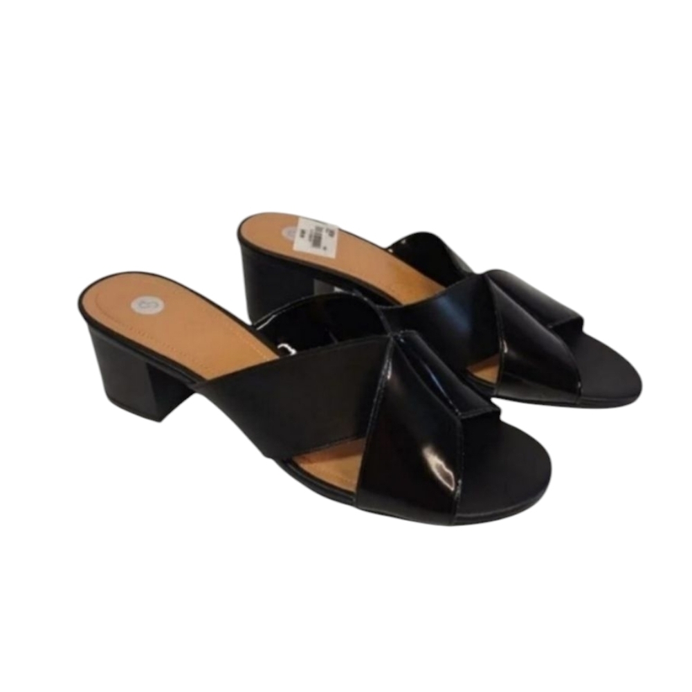CP Black Slip-On High Heel Sandals Size 8M NWOT